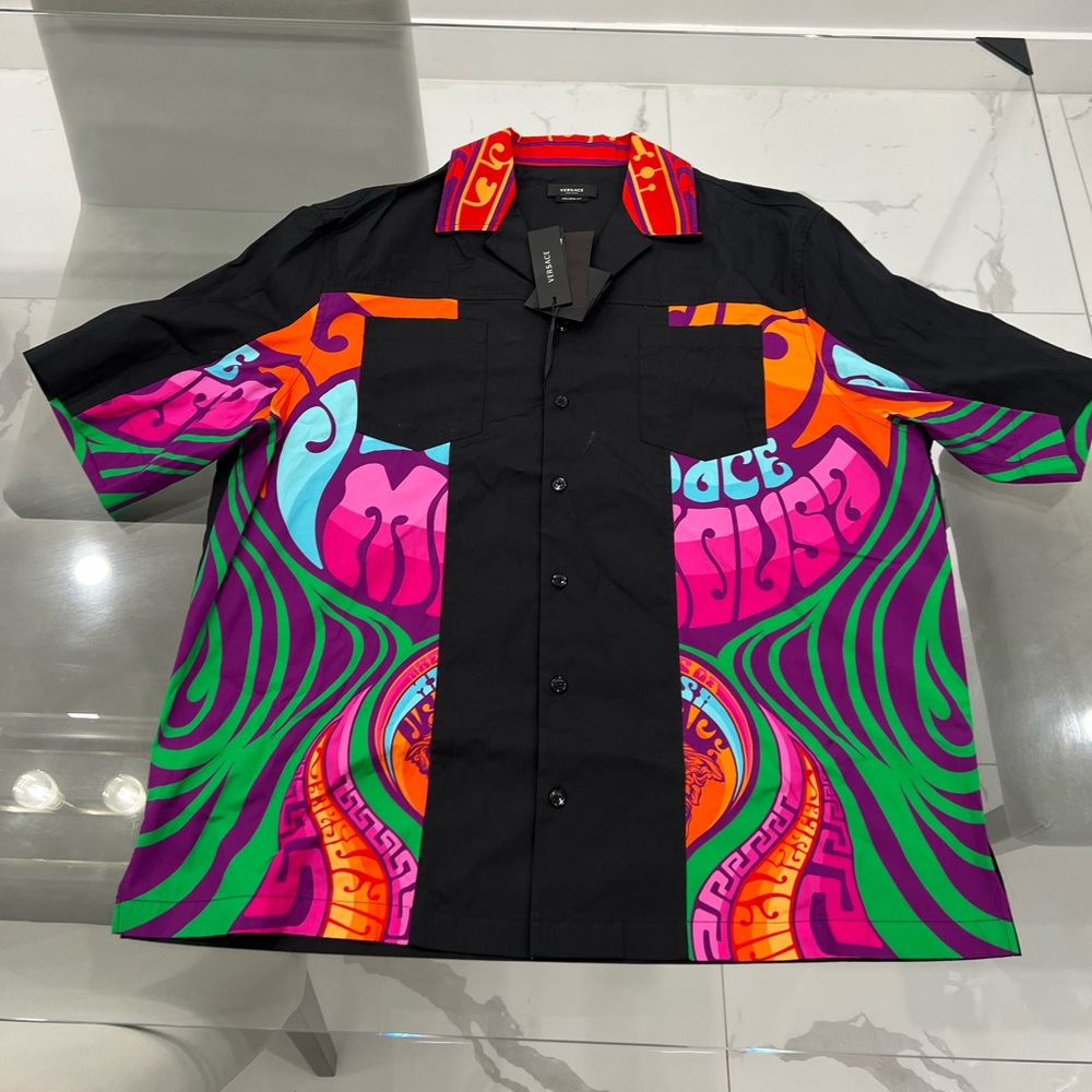 Medusa Music Oversize Short Sleeve Button-Up Camp Shirt